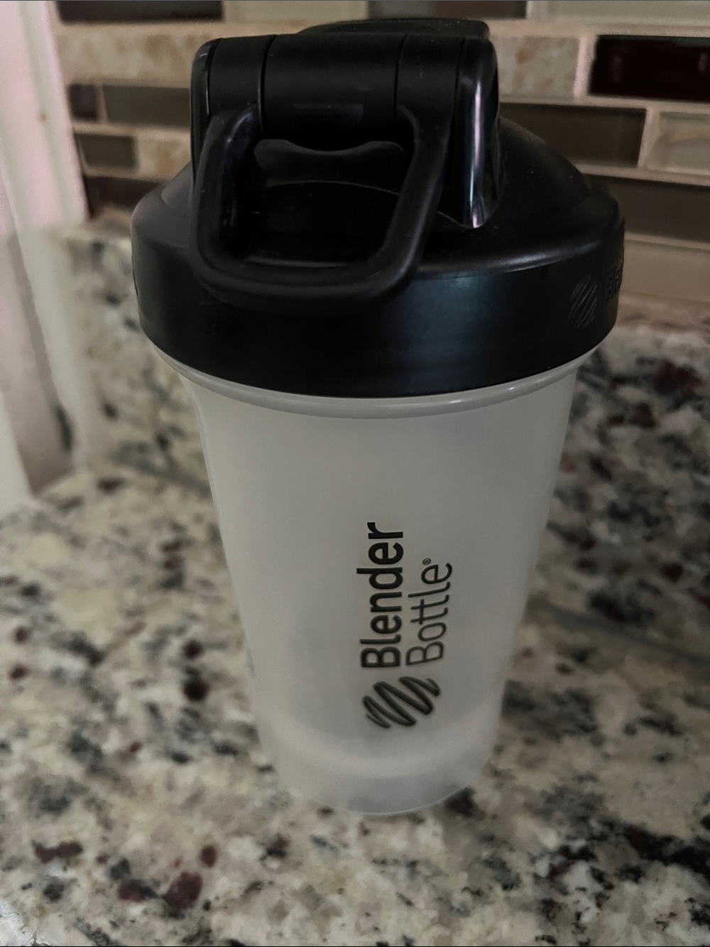 Classic Frosted White Shaker with Black Flip Lid